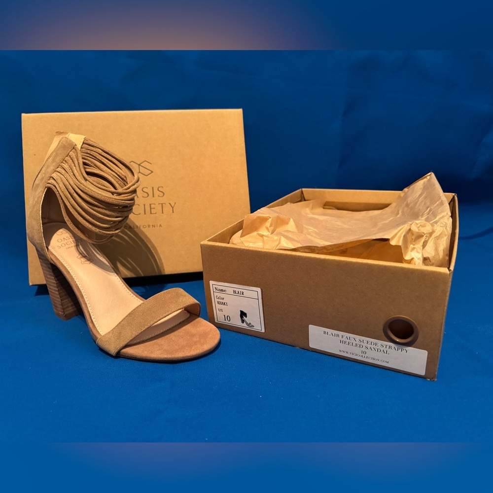 Faux suede heeled sandals sizes 10
